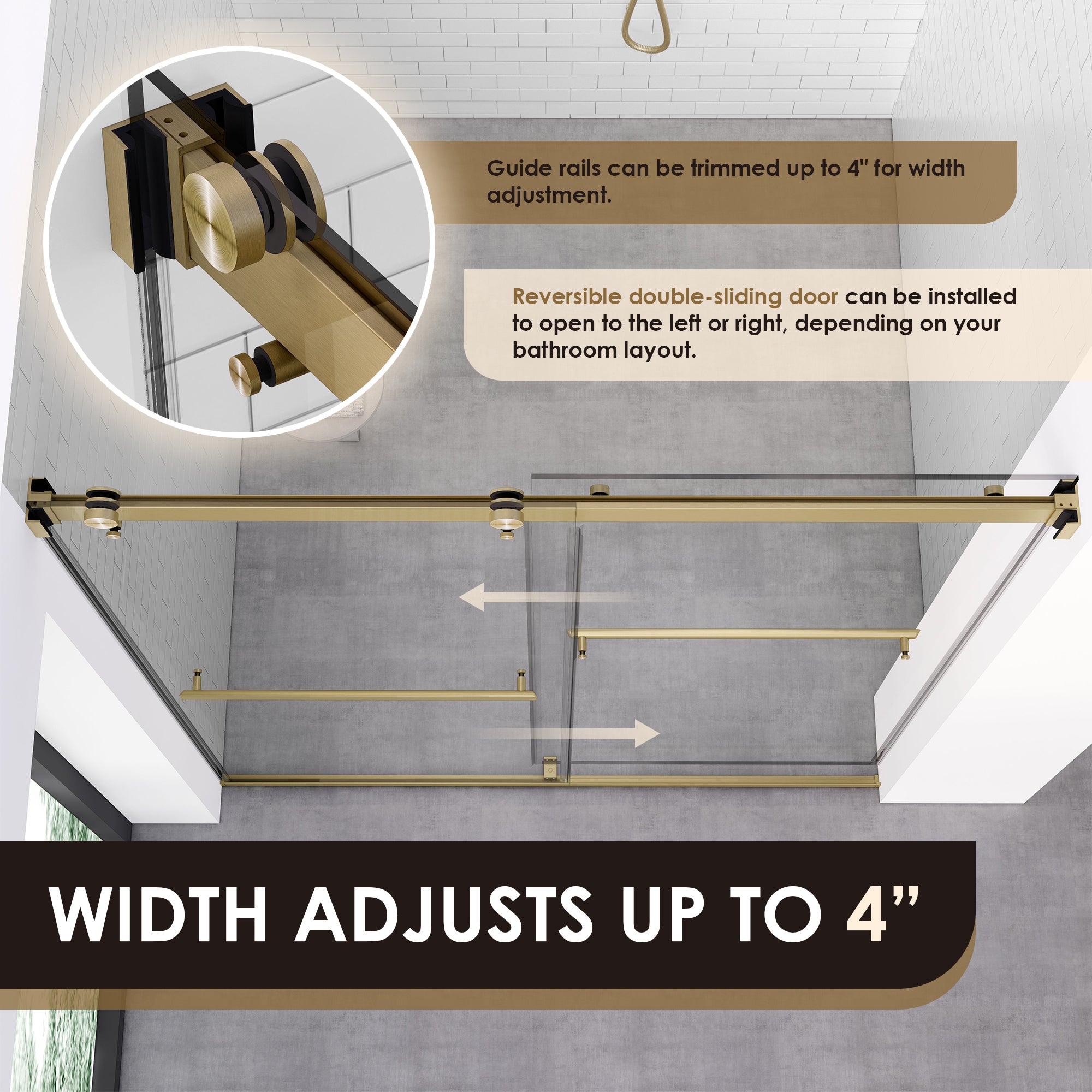 Marcelo 60" W x 76" H By Pass Frameless Shower Door with Clear Glass