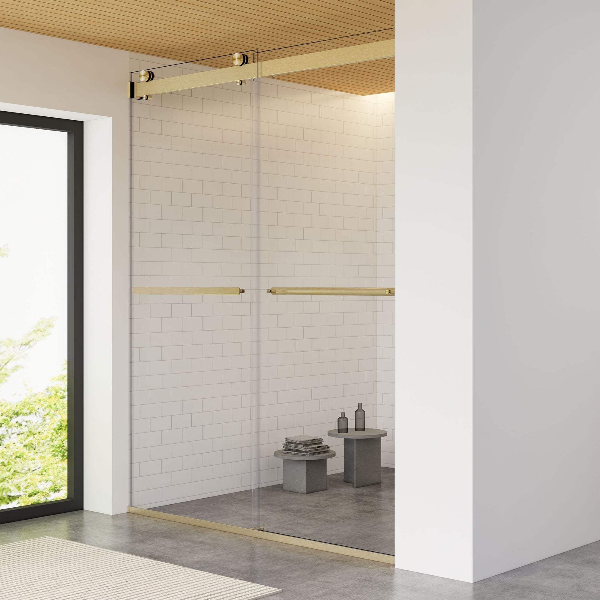 Marcelo 60" W x 76" H By Pass Frameless Shower Door with Clear Glass