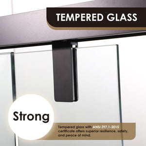 Caspar 60" W x 76" H By Pass Semi Frameless Shower Door with Clear Glass