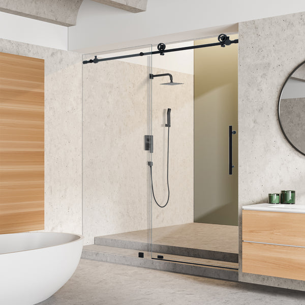 Gareth 60" W x 78" H Single Sliding Frameless Shower Door with Clear Glass