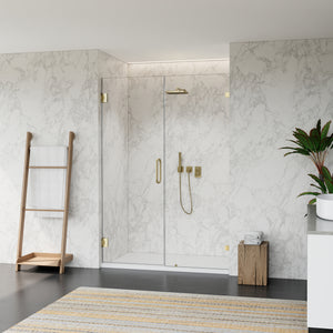 Roisin 52" W x 74" H Frameless Hinged Shower Door with Clear Glass