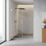 Load image into Gallery viewer, Roisin 52&quot; W x 74&quot; H Frameless Hinged Shower Door with Clear Glass

