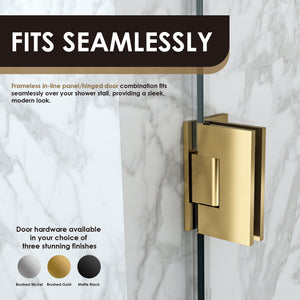 Roisin 52" W x 74" H Frameless Hinged Shower Door with Clear Glass