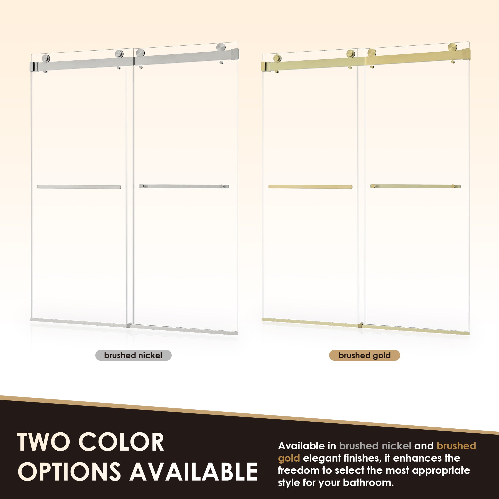 Bolani 60" W x 76" H By Pass Frameless Exposed Roller Shower Door with Clear Glass