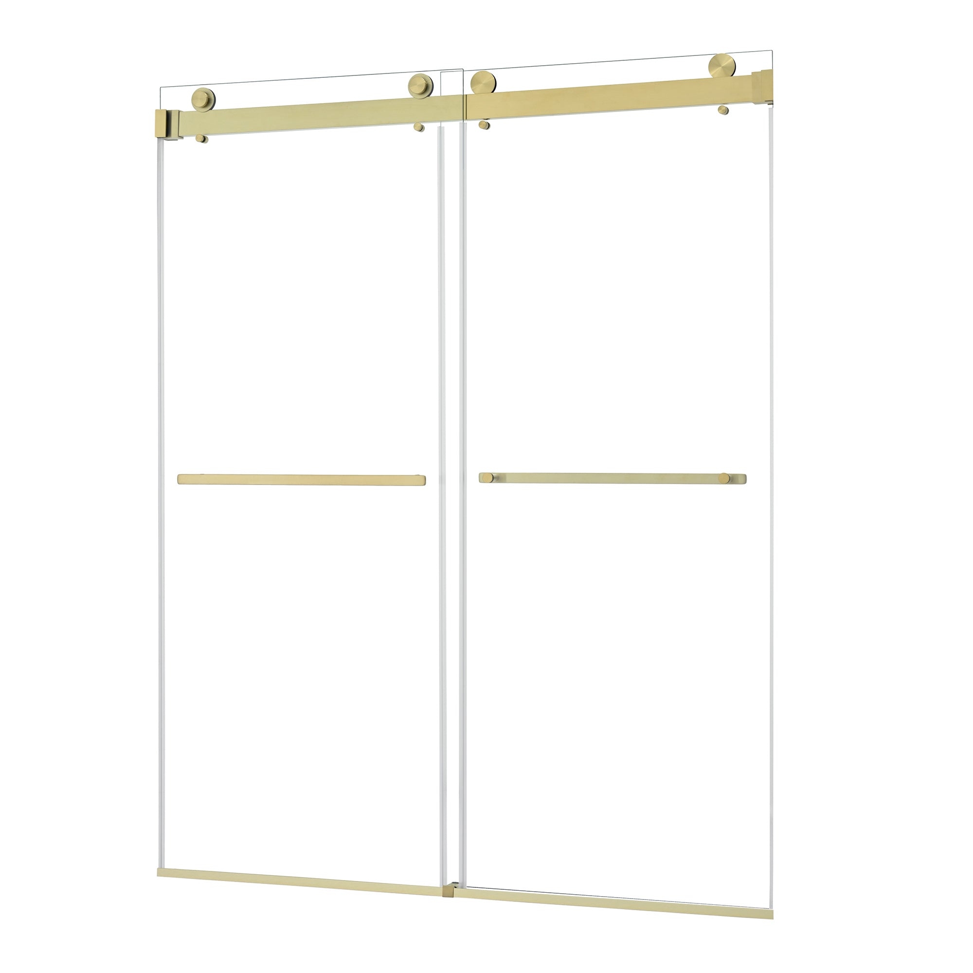 Bolani 60" W x 76" H By Pass Frameless Exposed Roller Shower Door with Clear Glass