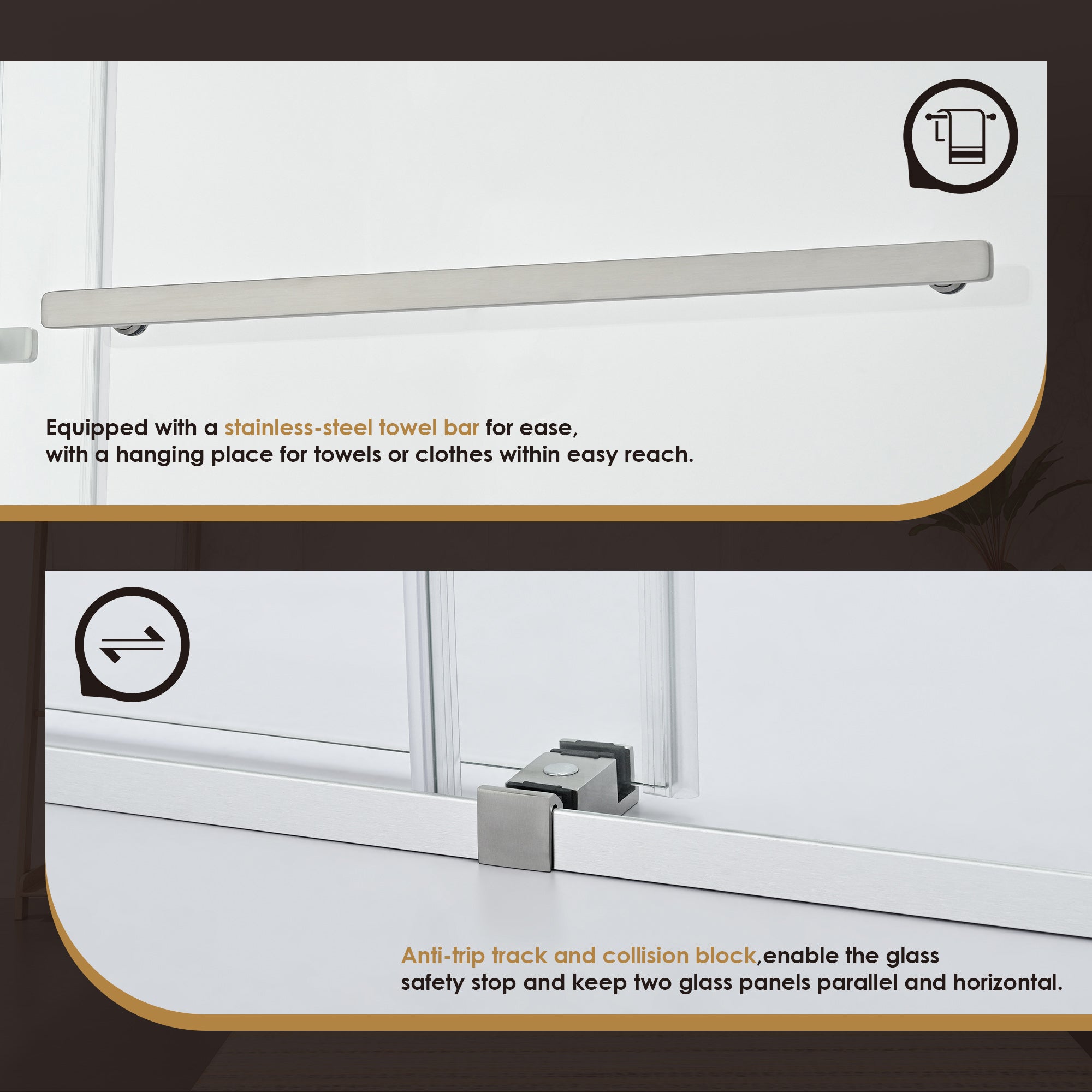 Bolani 60" W x 76" H By Pass Frameless Exposed Roller Shower Door with Clear Glass