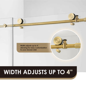Lazaro 60" W x 58" H Single Sliding Frameless Tub Door with Clear Glass