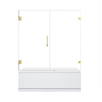 Load image into Gallery viewer, Roisin 60&quot; W x 58&quot; H Frameless Hinged Tub Door with Clear Glass
