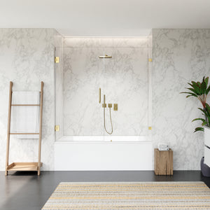 Roisin 60" W x 58" H Frameless Hinged Tub Door with Clear Glass