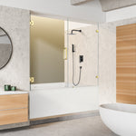 Load image into Gallery viewer, Roisin 60&quot; W x 58&quot; H Frameless Hinged Tub Door with Clear Glass
