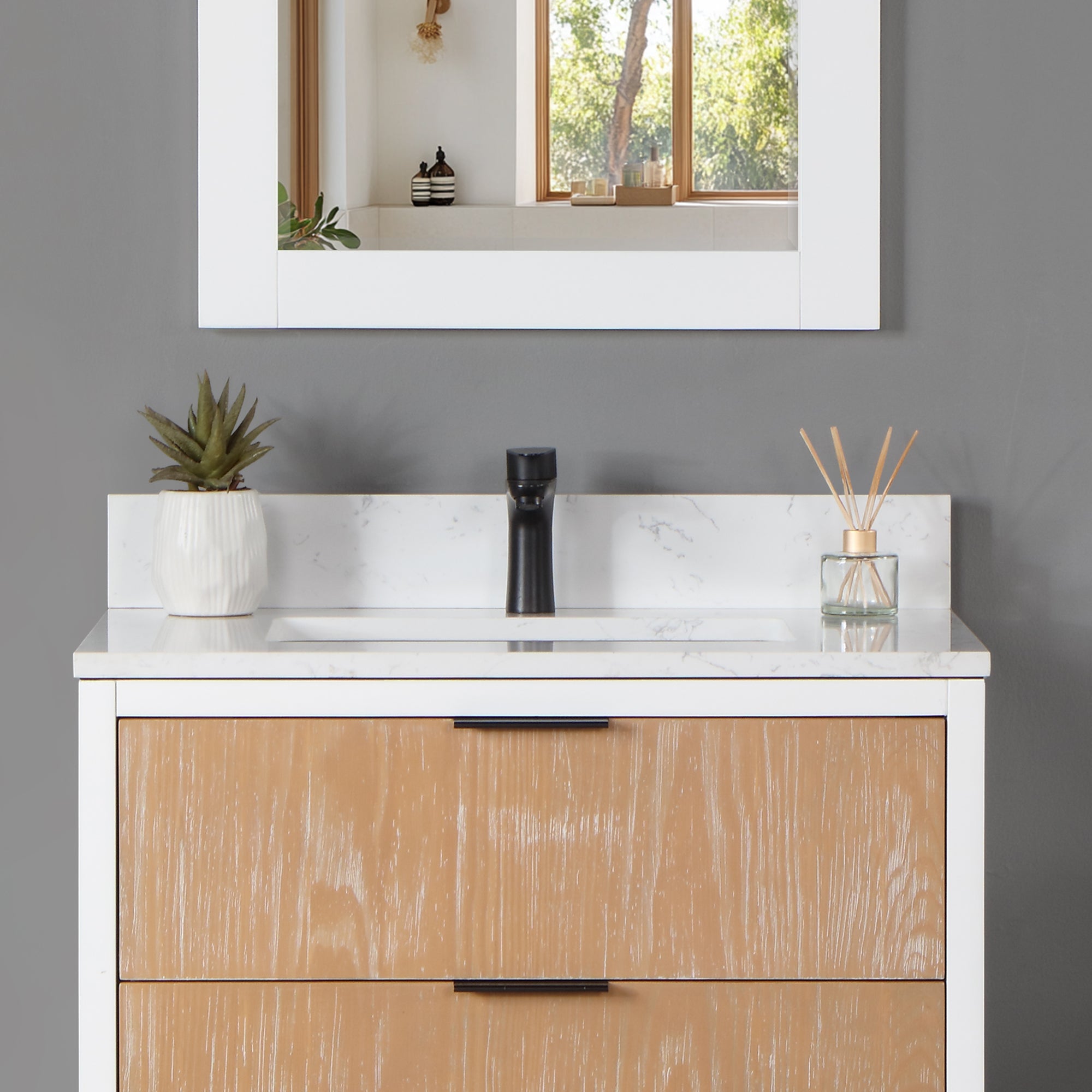 Fondis 30 in.W Engineered Stone Vanity Backsplash