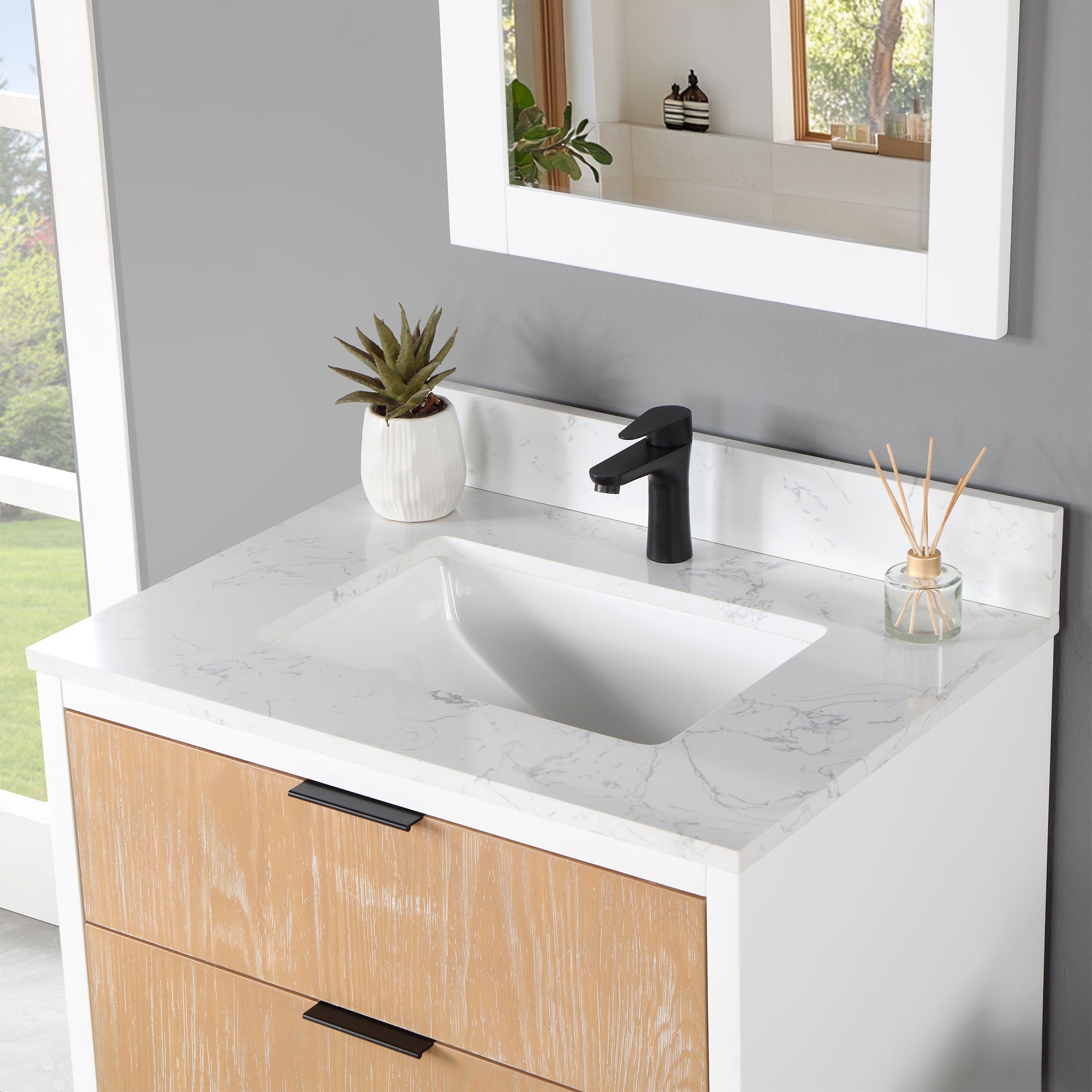 Fondis 30 in.W Engineered Stone Vanity Backsplash