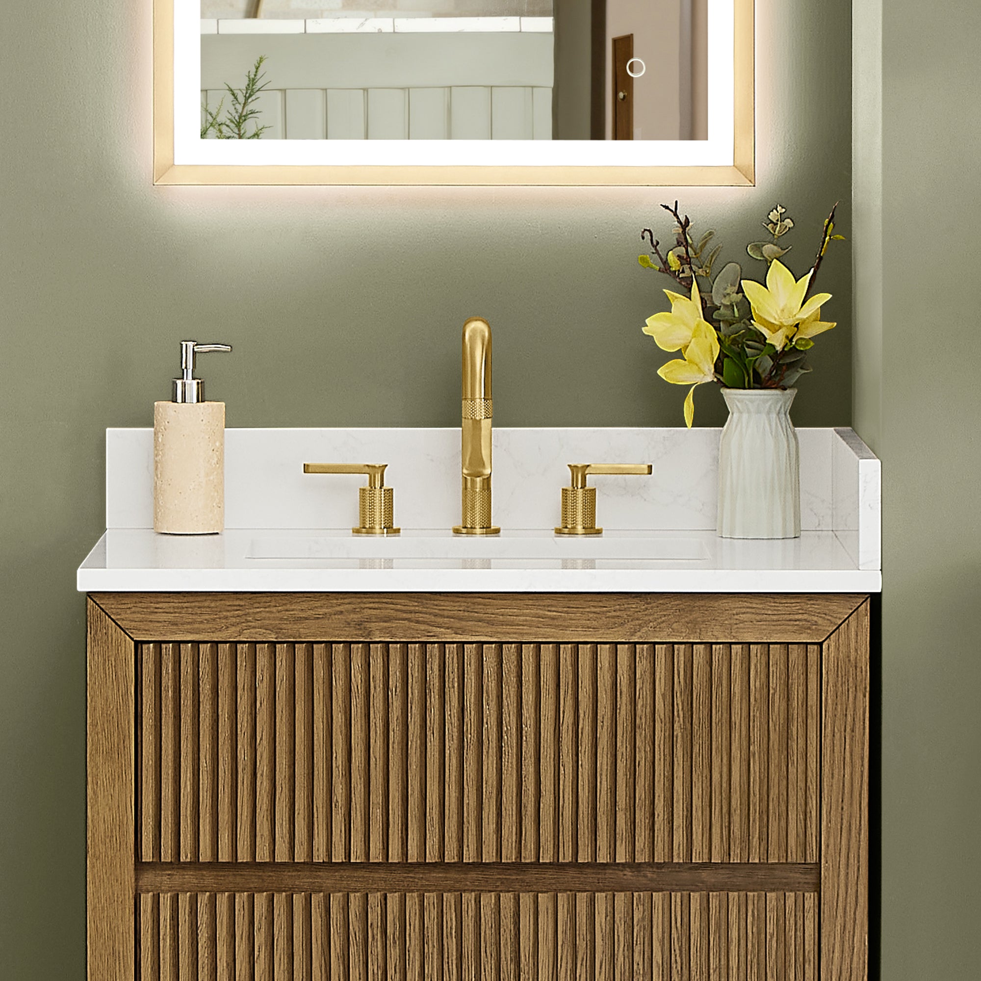 Fondis 30 in.W Engineered Stone Vanity Backsplash