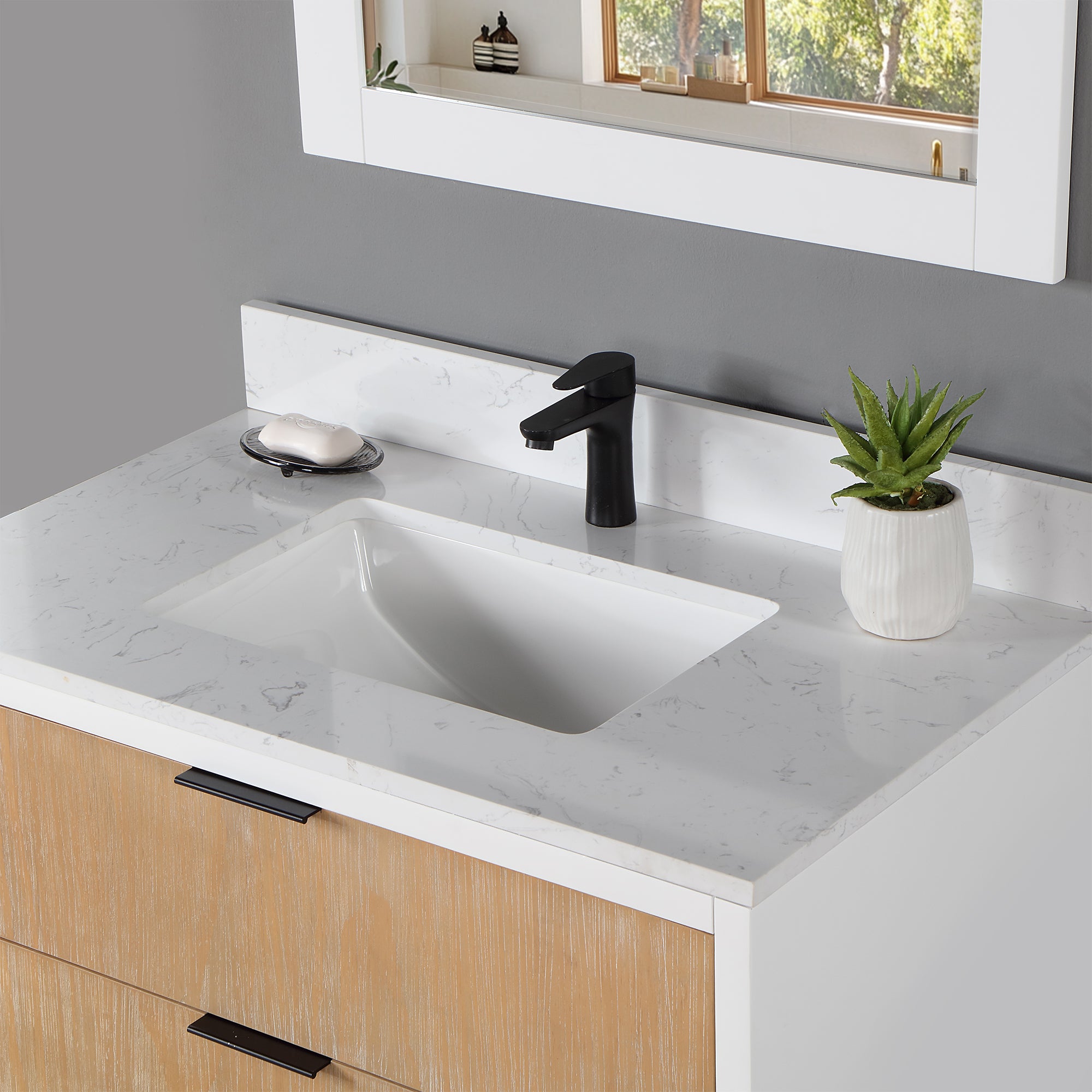 Fondis 36 in.W Engineered Stone Vanity Backsplash