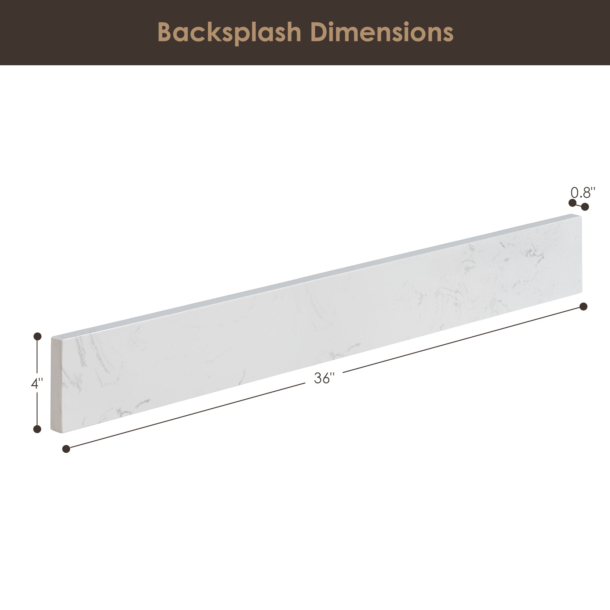 Fondis 36 in.W Engineered Stone Vanity Backsplash