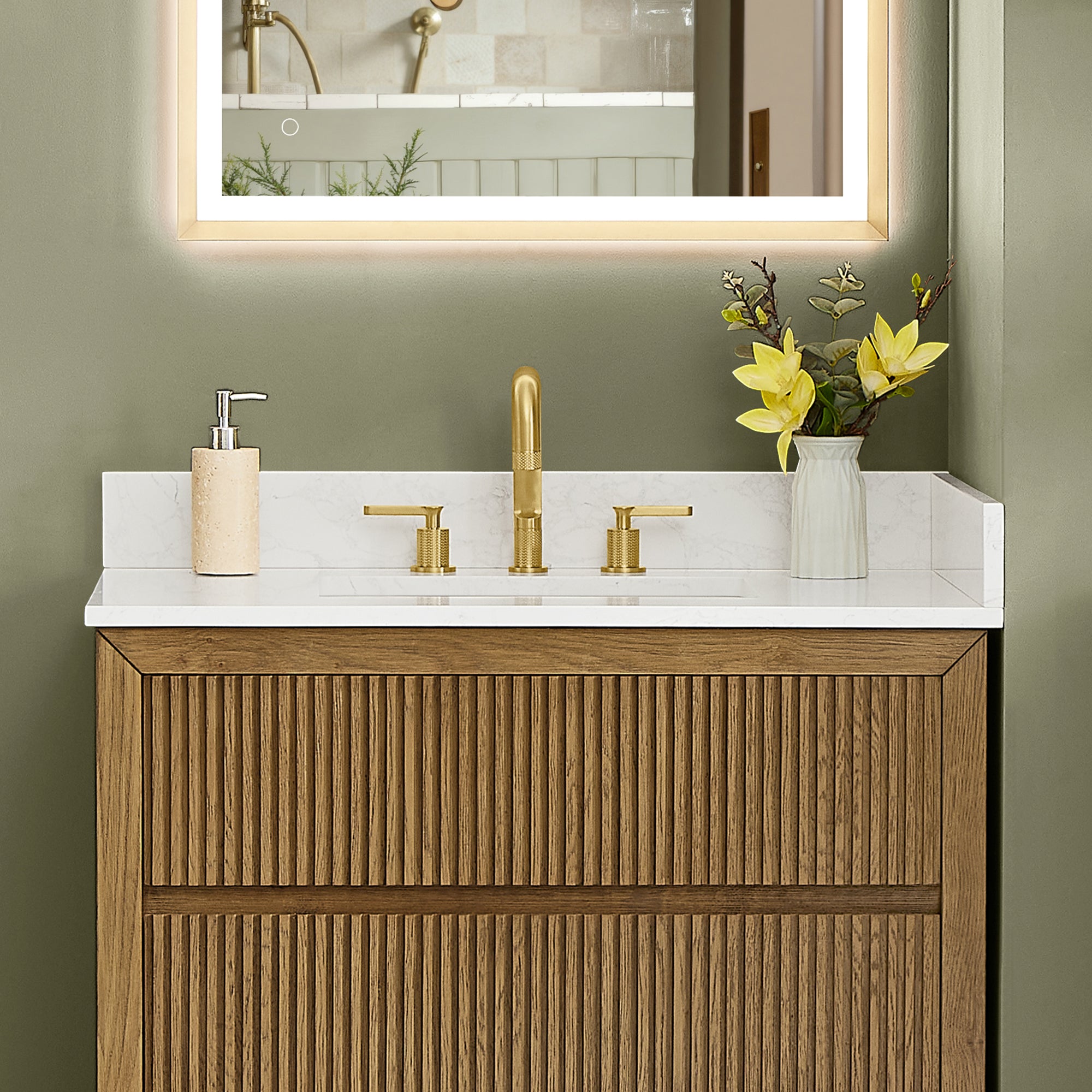 Fondis 36 in.W Engineered Stone Vanity Backsplash