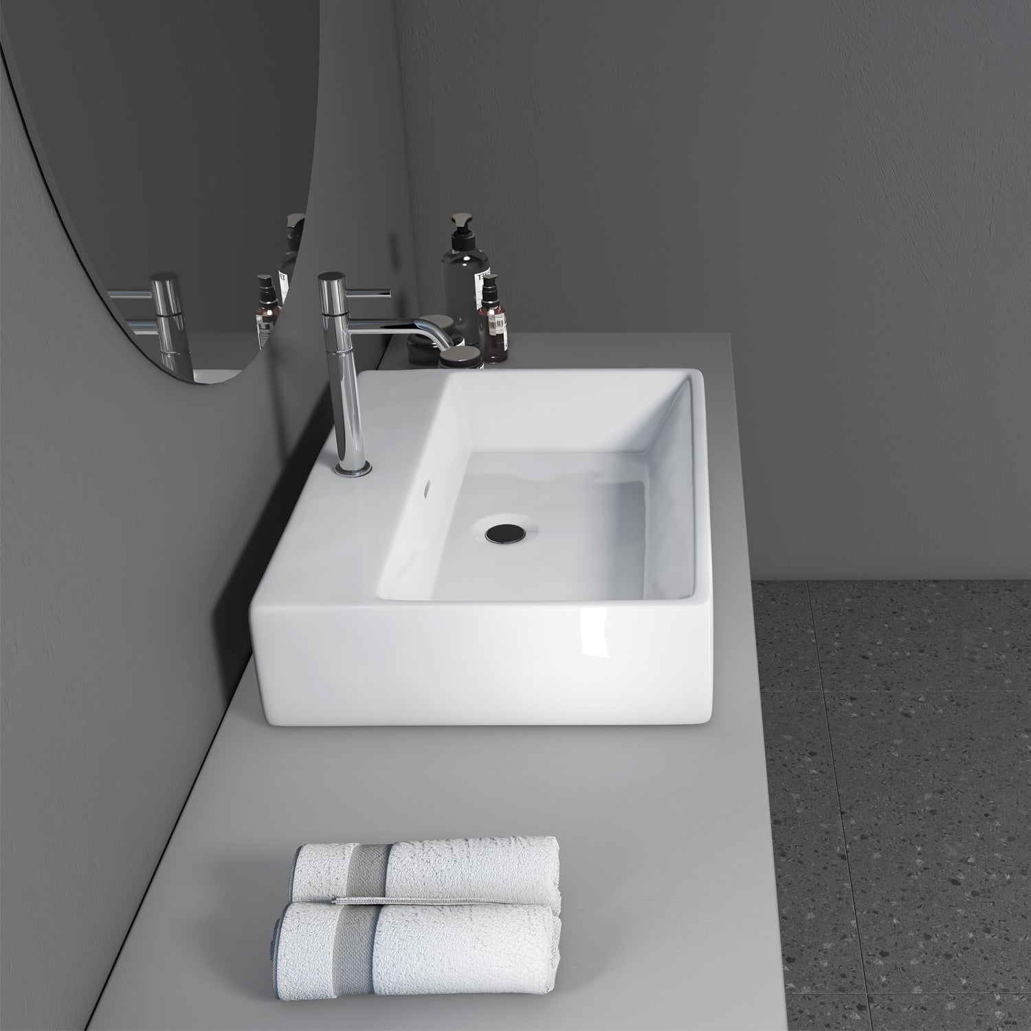 Fremont 24" Rectangle Ceramic Vessel Bathroom Vanity Sink with Overflow