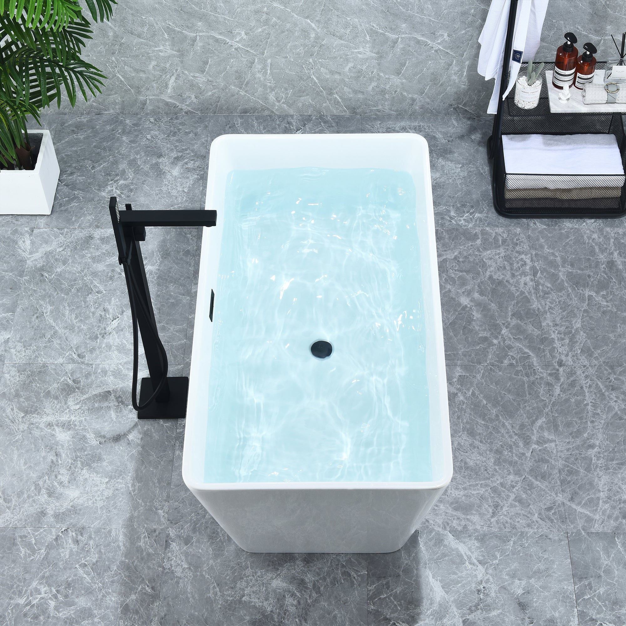 Regina 51" x 28" Flatbottom Freestanding Acrylic Soaking Bathtub in Glossy White with Drain and Overflow