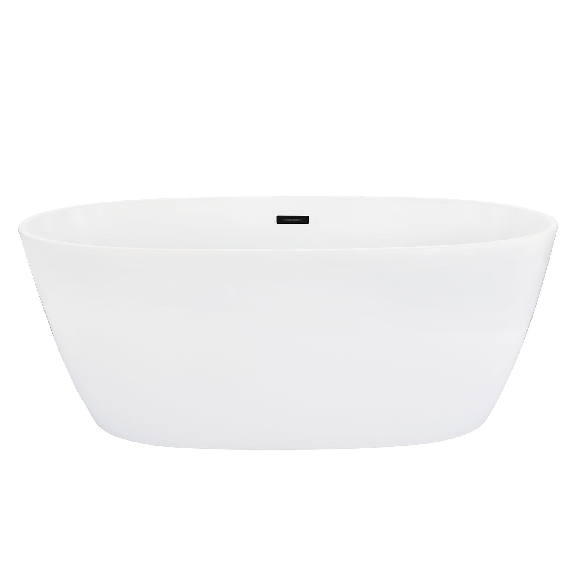 Rauris 59" x 28" Flatbottom Freestanding Acrylic Soaking Bathtub in Glossy White with Drain and Overflow