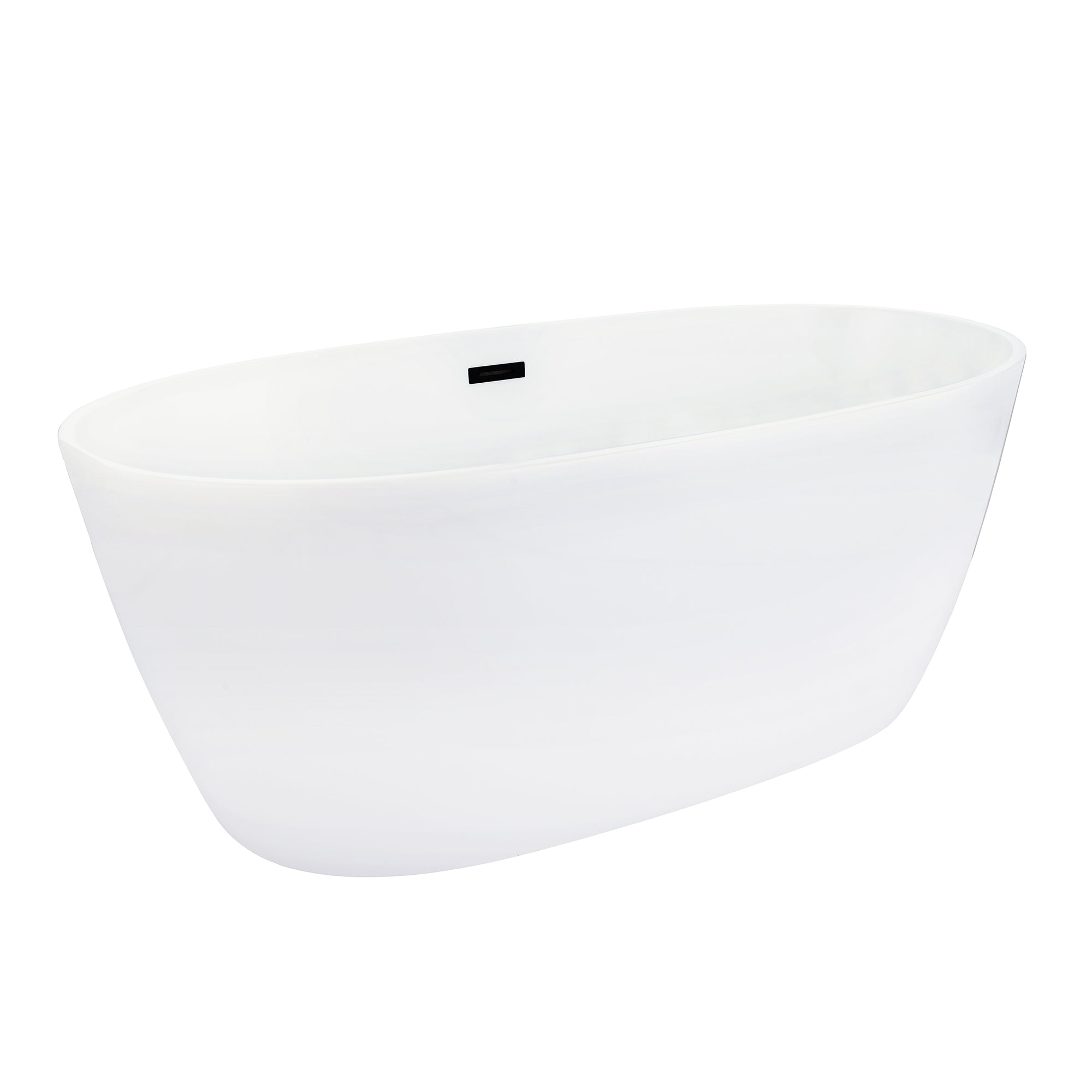 Rauris 59" x 28" Flatbottom Freestanding Acrylic Soaking Bathtub in Glossy White with Drain and Overflow