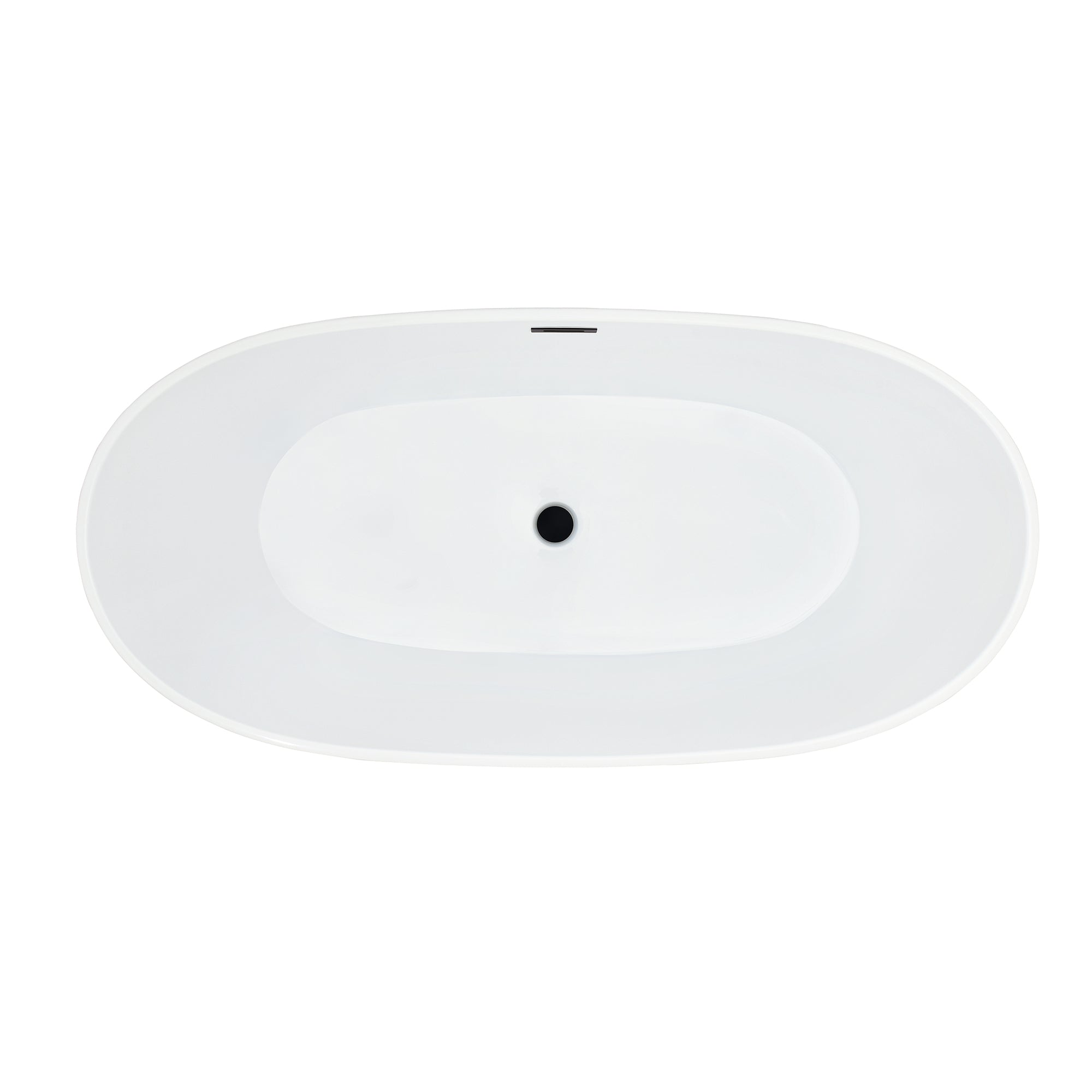 Rauris 59" x 28" Flatbottom Freestanding Acrylic Soaking Bathtub in Glossy White with Drain and Overflow