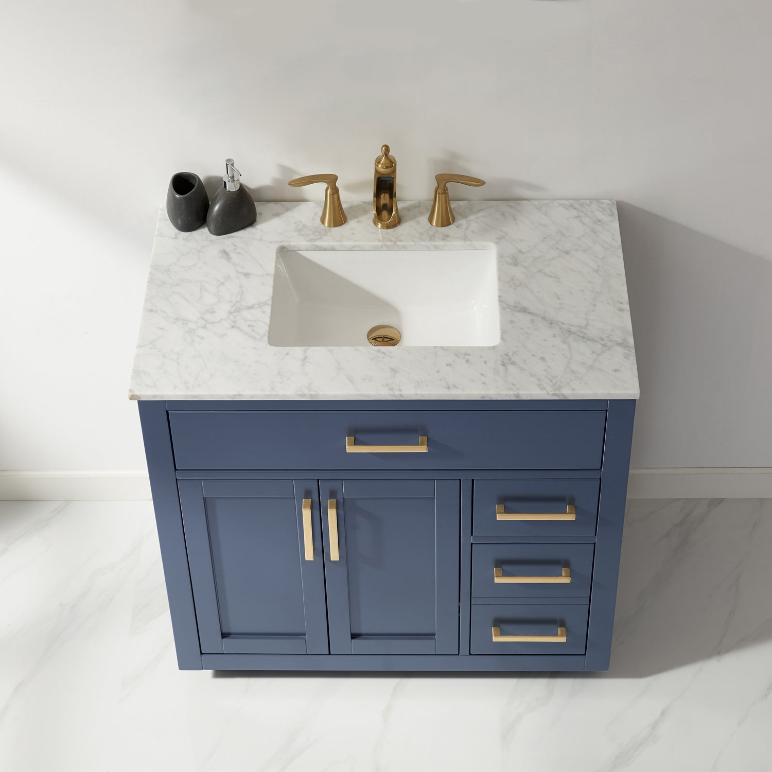 Ivy 36" Single Bathroom Vanity Set with Carrara White Marble Countertop