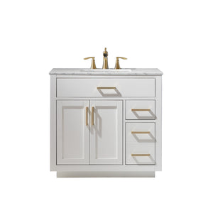 Ivy 36" Single Bathroom Vanity Set with Carrara White Marble Countertop
