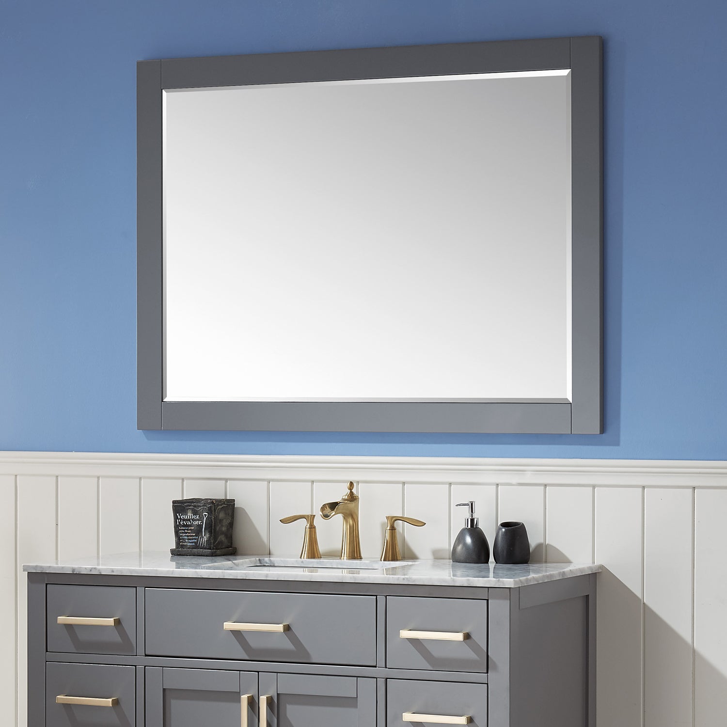 Ivy 48" Rectangular Bathroom Wood Framed Wall Mirror