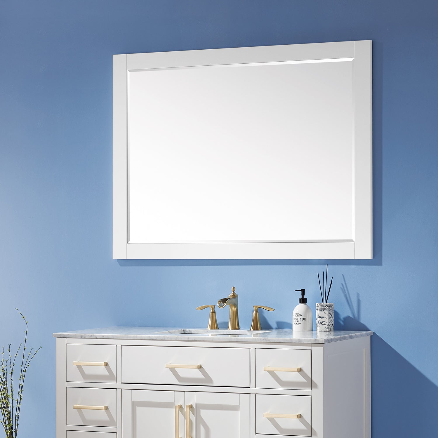 Ivy 48" Rectangular Bathroom Wood Framed Wall Mirror