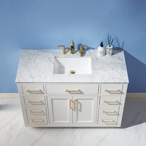 Ivy 48" Single Bathroom Vanity Set with Carrara White Marble Countertop