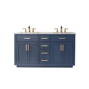 Ivy 60" Double Bathroom Vanity Set with Carrara White Marble Countertop