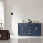 Load image into Gallery viewer, Ivy 60&quot; Double Bathroom Vanity Set with Carrara White Marble Countertop

