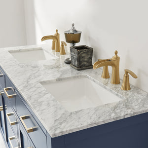 Ivy 60" Double Bathroom Vanity Set with Carrara White Marble Countertop