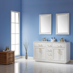 Ivy 60" Double Bathroom Vanity Set with Carrara White Marble Countertop