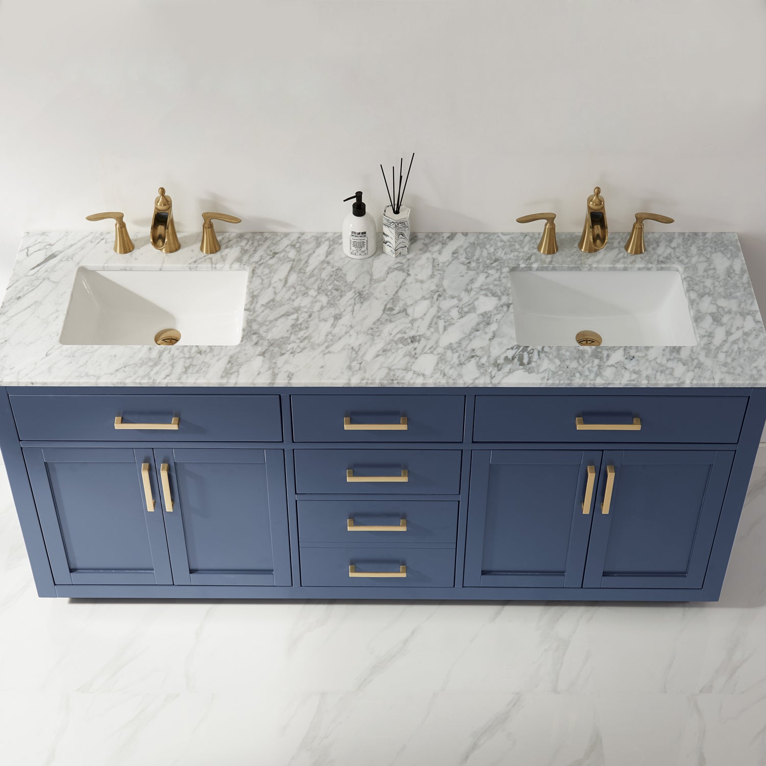 Ivy 72" Double Bathroom Vanity Set with Carrara White Marble Countertop