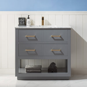 Remi 36" Single Bathroom Vanity Set in Marble Countertop