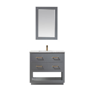 Remi 36" Single Bathroom Vanity Set in Marble Countertop