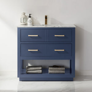 Remi 36" Single Bathroom Vanity Set in Marble Countertop