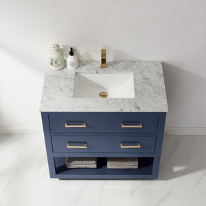 Remi 36" Single Bathroom Vanity Set in Marble Countertop