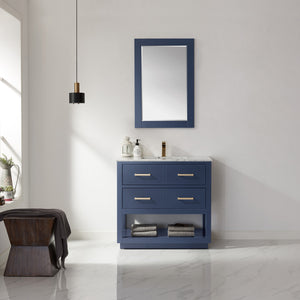 Remi 36" Single Bathroom Vanity Set in Marble Countertop