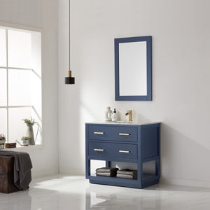 Remi 36" Single Bathroom Vanity Set in Marble Countertop