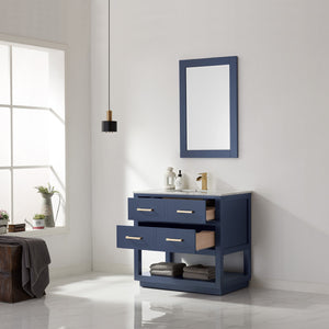 Remi 36" Single Bathroom Vanity Set in Marble Countertop