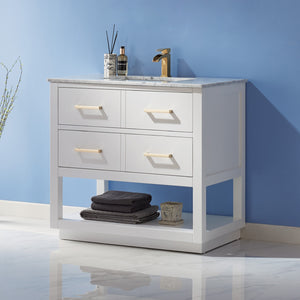 Remi 36" Single Bathroom Vanity Set in Marble Countertop