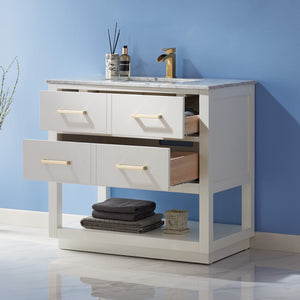 Remi 36" Single Bathroom Vanity Set in Marble Countertop
