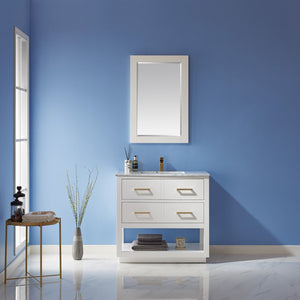 Remi 36" Single Bathroom Vanity Set in Marble Countertop