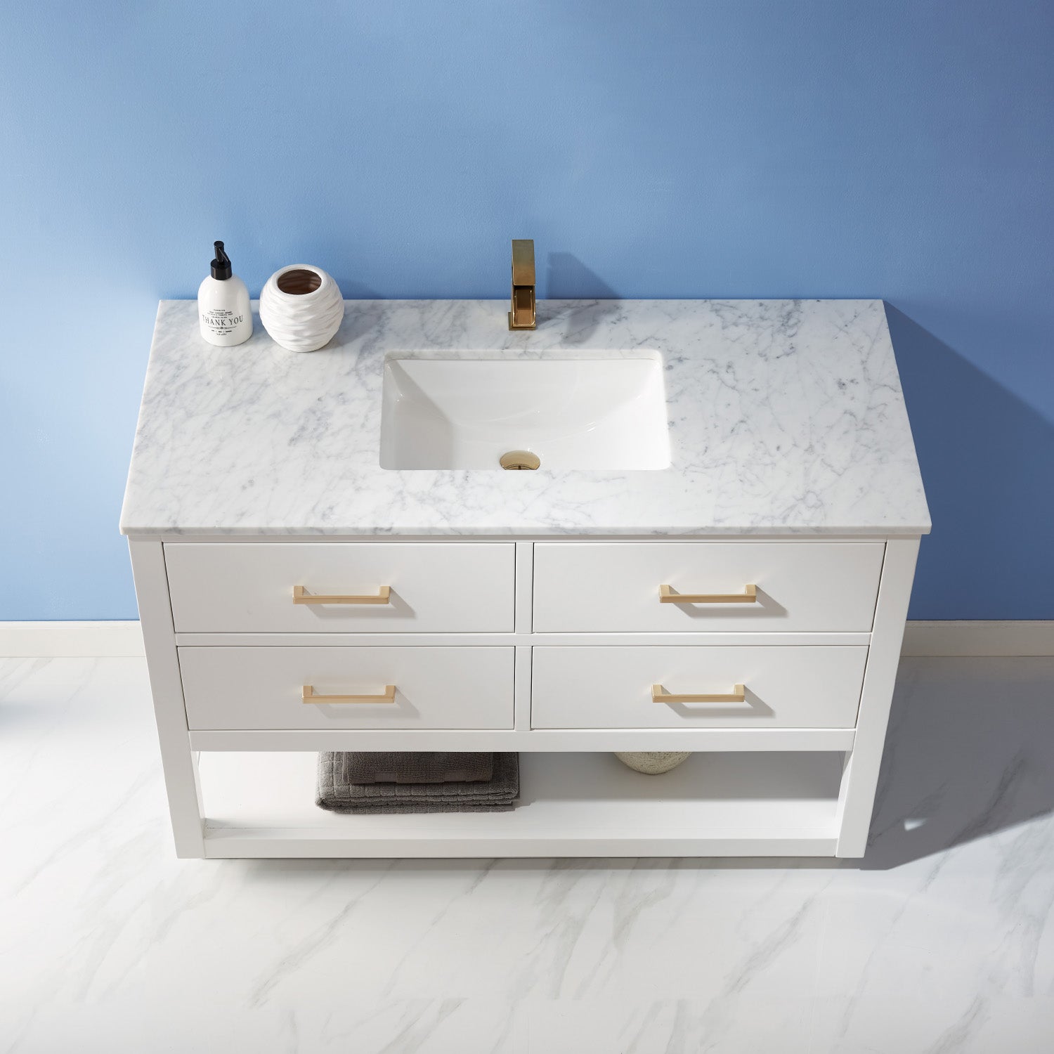Remi 48" Single Bathroom Vanity Set with Marble Countertop