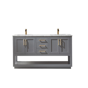 Remi 60" Double Bathroom Vanity Set with Marble Countertop