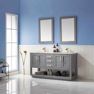 Remi 60" Double Bathroom Vanity Set with Marble Countertop