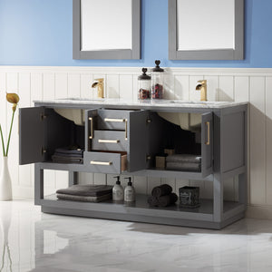 Remi 60" Double Bathroom Vanity Set with Marble Countertop