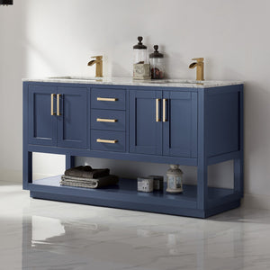 Remi 60" Double Bathroom Vanity Set with Marble Countertop